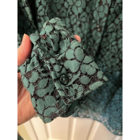 Charter Club Blouse Womens Plus 24W Button Up Lace Sheer Top Dark Romantic Fairy - Picture 4 of 9